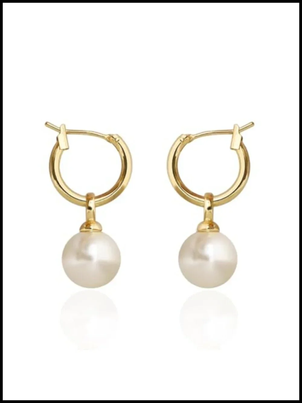 14K Gold Plated Pearl Dangle Drop Huggie Hoop Earrings for Women Hypoallergenic
